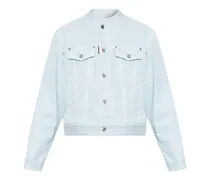 frayed-edge denim jacket - Blau