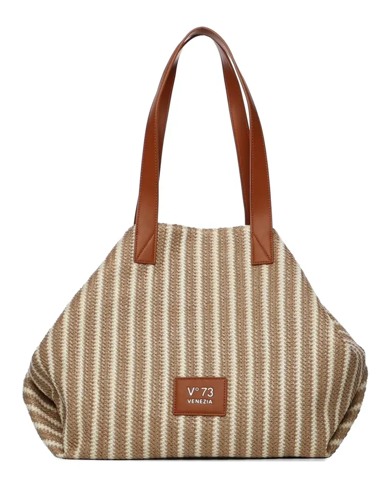 V°73 Gestreifte Schultertasche - Nude Nude