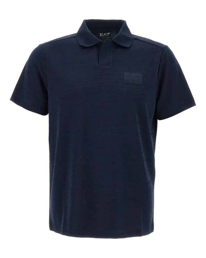 EA7 Poloshirt mit Logo-Patch - Blau Blau