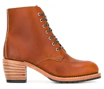 Schnürstiefeletten mit Schichtabsatz - Braun