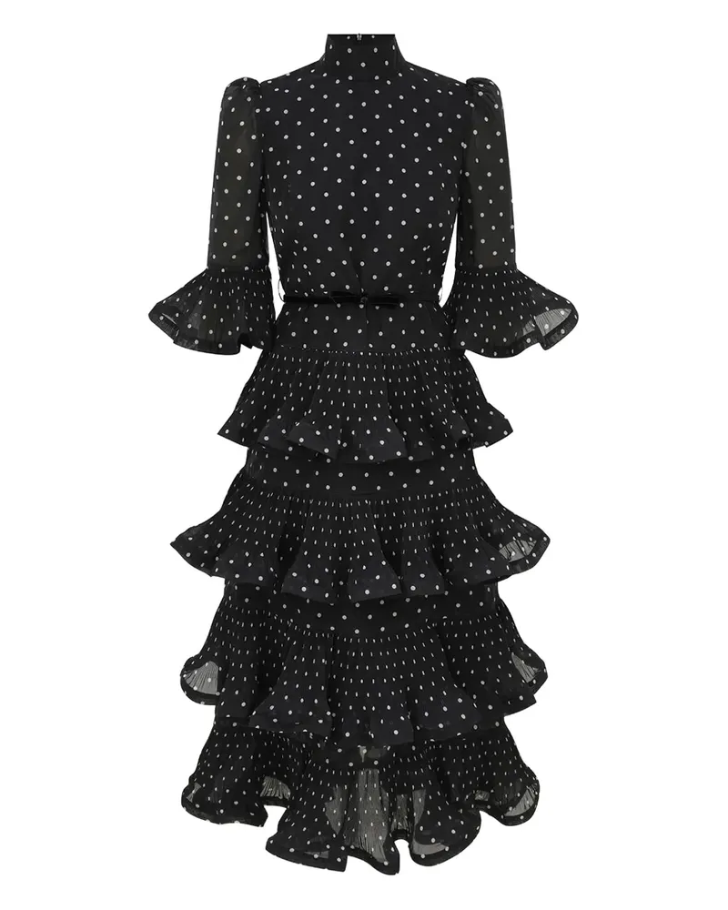 Zimmermann Midikleid mit Polka Dots - Schwarz Schwarz