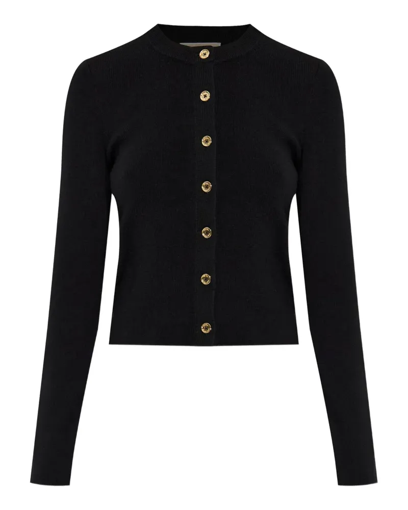 Michael Kors Gerippter Cardigan mit goldenen Knöpfen - Schwarz Schwarz