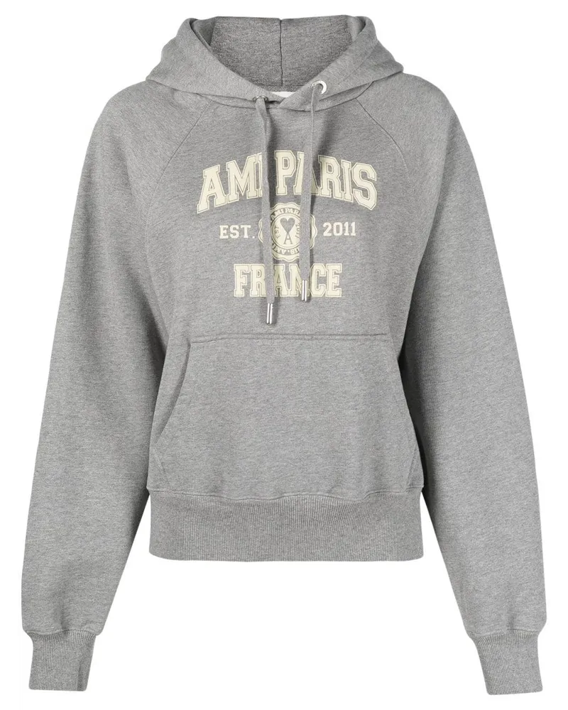 AMI Paris Hoodie aus Bio-Baumwolle Grau