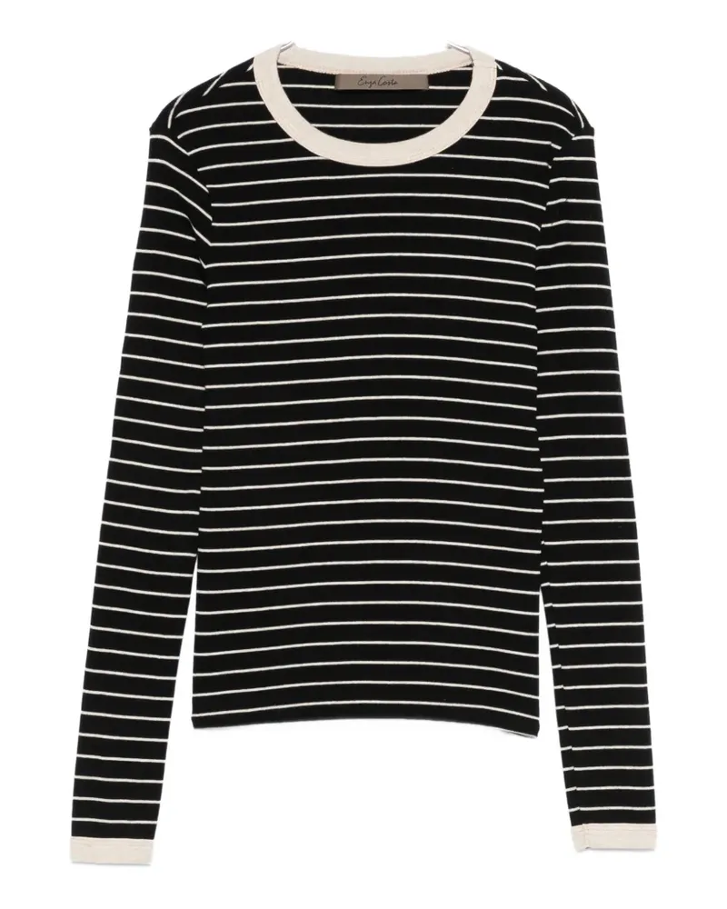 Enza Costa striped long-sleeves T-shirt - Schwarz Schwarz