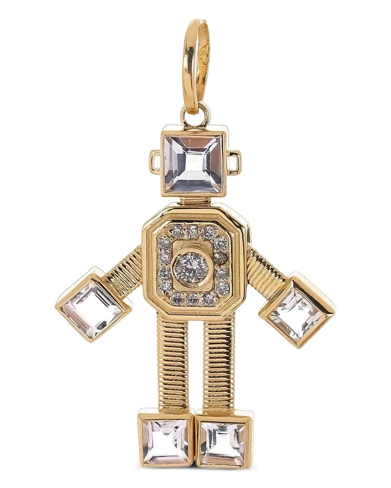 Vans 18kt Robot Gelbgoldanhänger mit Diamanten und Morganit Gold