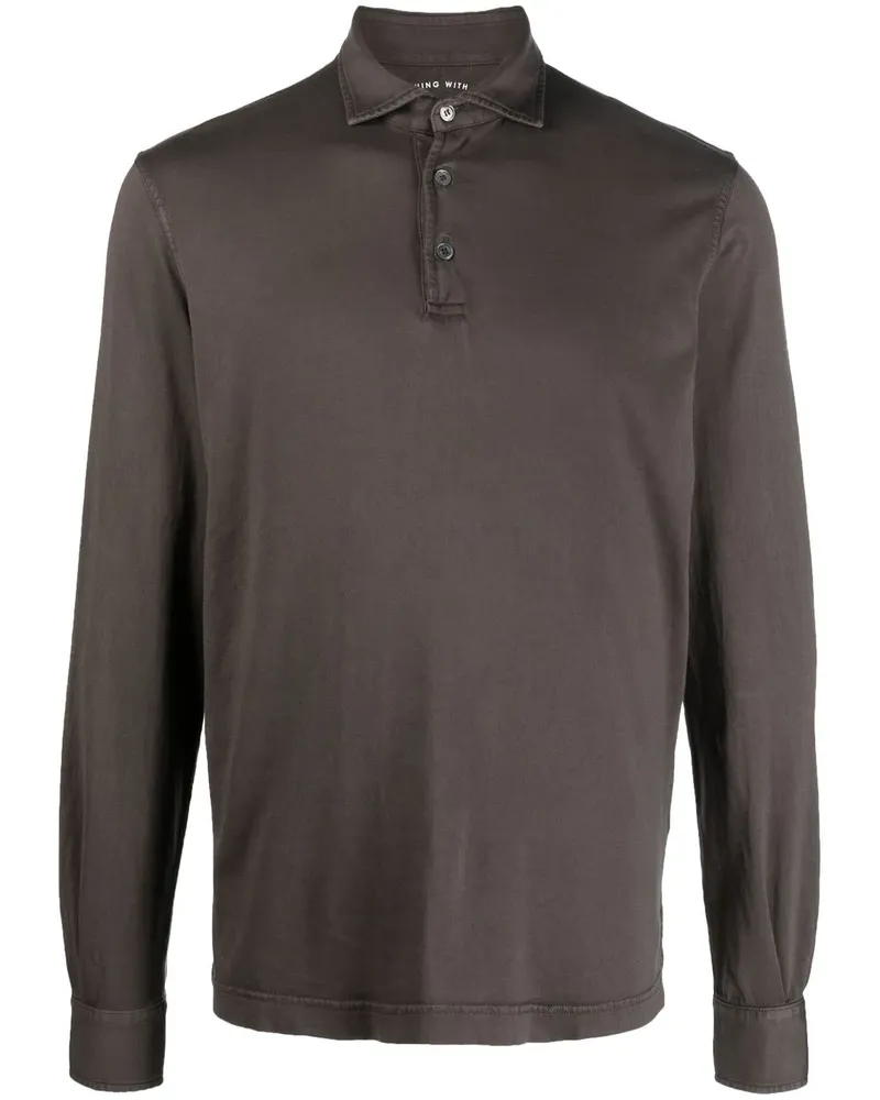 Fedeli Langärmeliges Poloshirt - Braun Braun