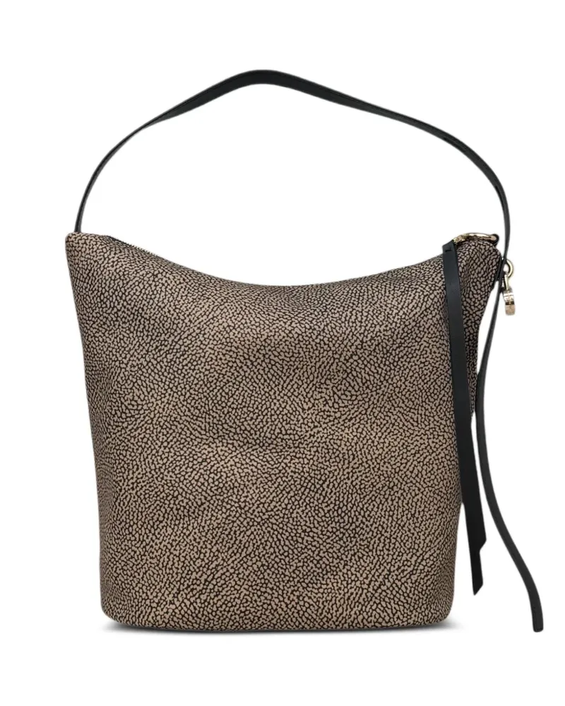 Borbonese Mittelgroße Op' Beuteltasche mit Print - Nude Nude