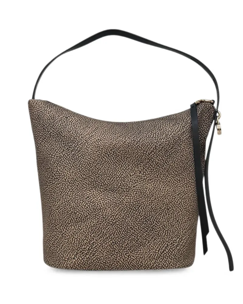 Borbonese medium Op' printed bucket bag - Nude Nude