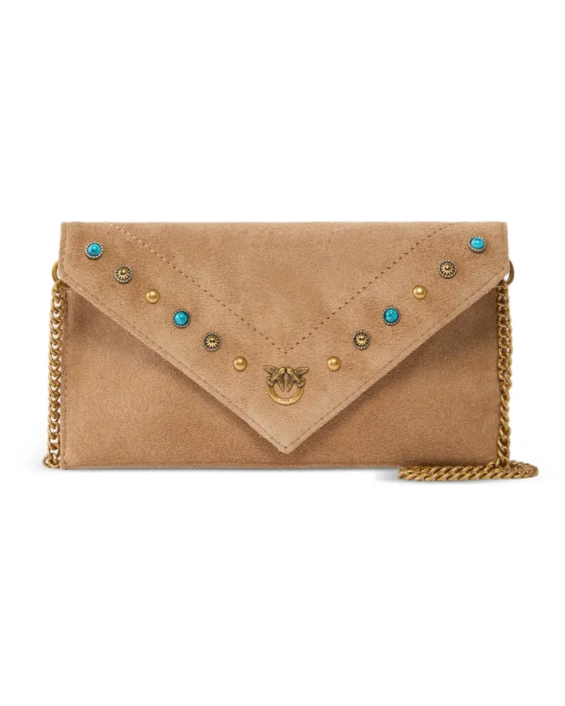 Pinko small suede clutch bag - Nude Nude