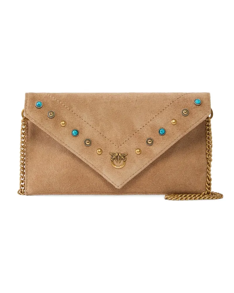 Pinko small suede clutch bag - Nude Nude
