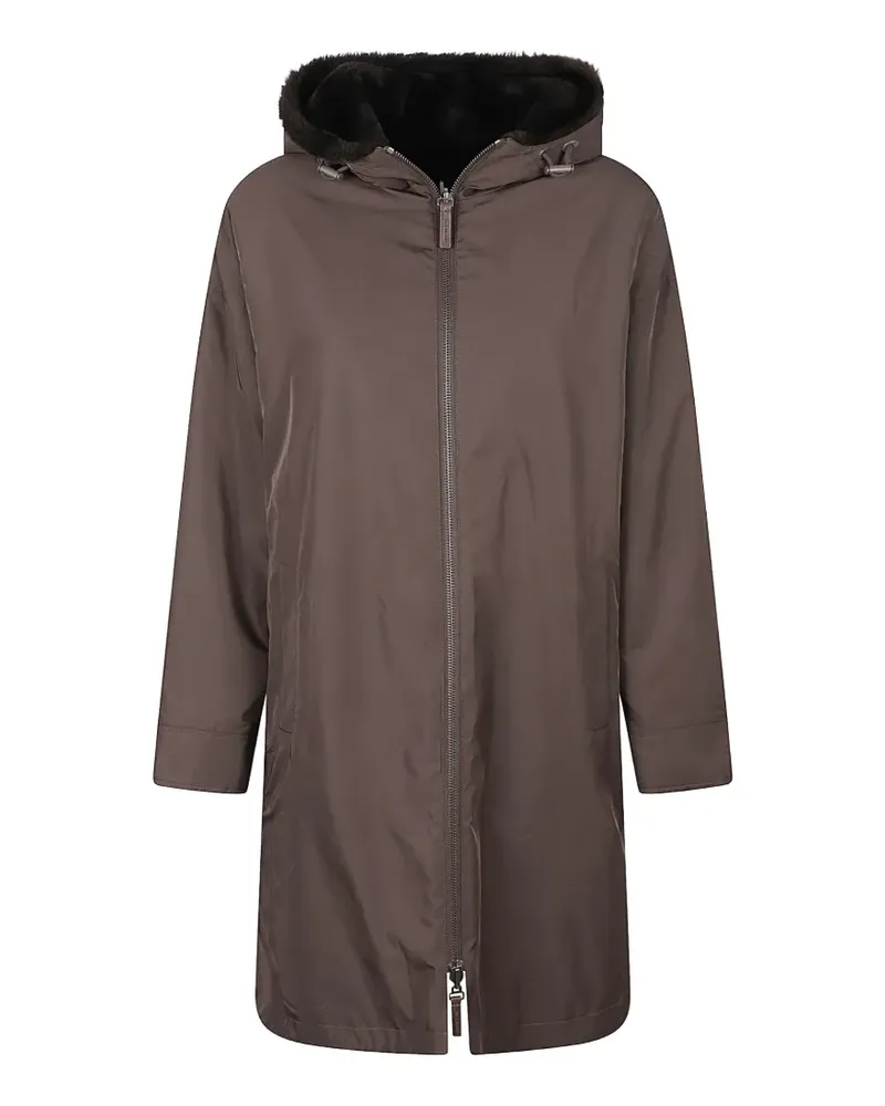 Yves Salomon Wendbare Kapuzenjacke aus Shearling - Braun Braun