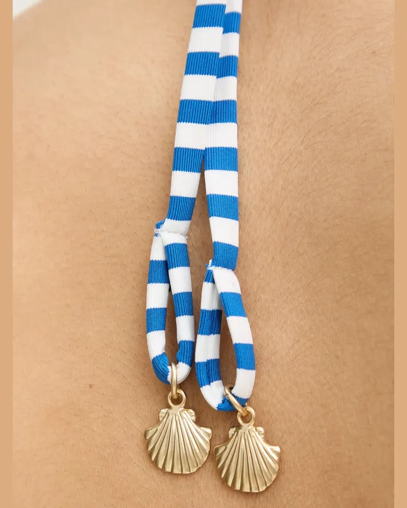 Twin-Set striped-print bandeau bikini top - Blau Blau