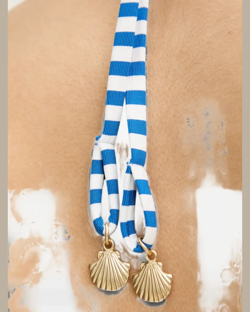 Twin-Set striped-print bandeau bikini top - Blau Blau