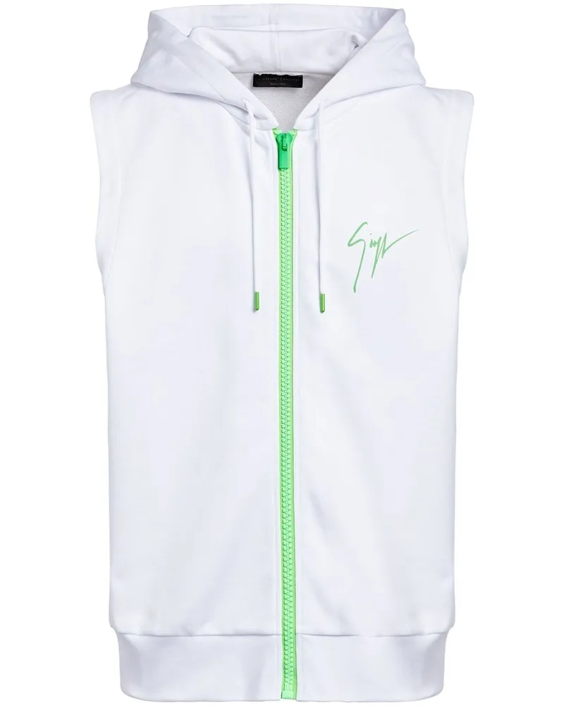 Giuseppe Zanotti Ärmelloser Hoodie mit Logo-Print - Weiß Weiß