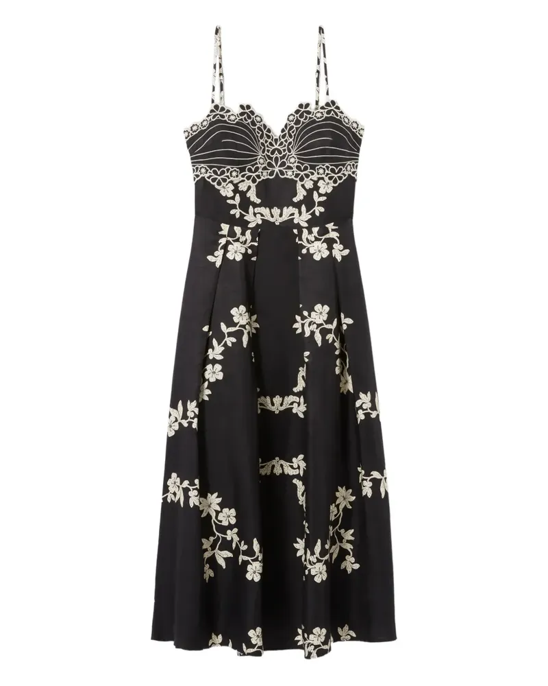 Claudie Pierlot Midikleid mit Blumenmuster - Schwarz Schwarz