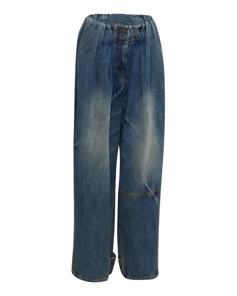 OPEN YY Ausgeblichene Jeans mit Falten - Blau Blau