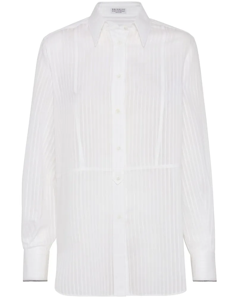 Brunello Cucinelli Gestreiftes Hemd - Weiß Weiß
