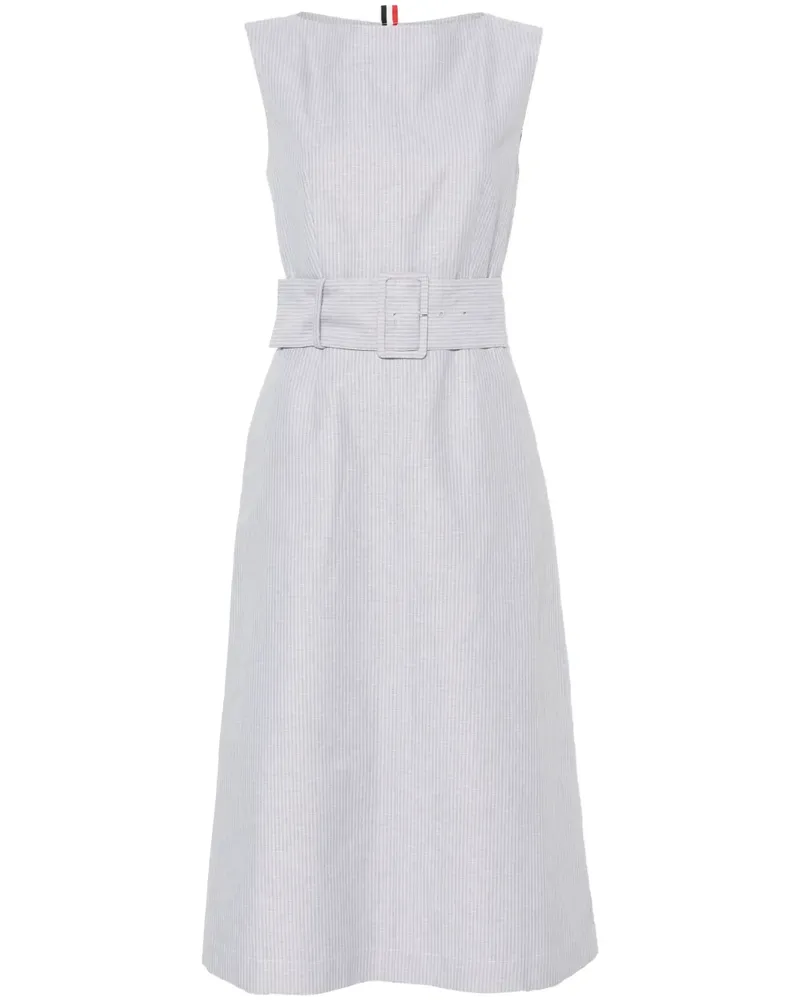 Thom Browne Gestreiftes Midikleid - Grau Grau