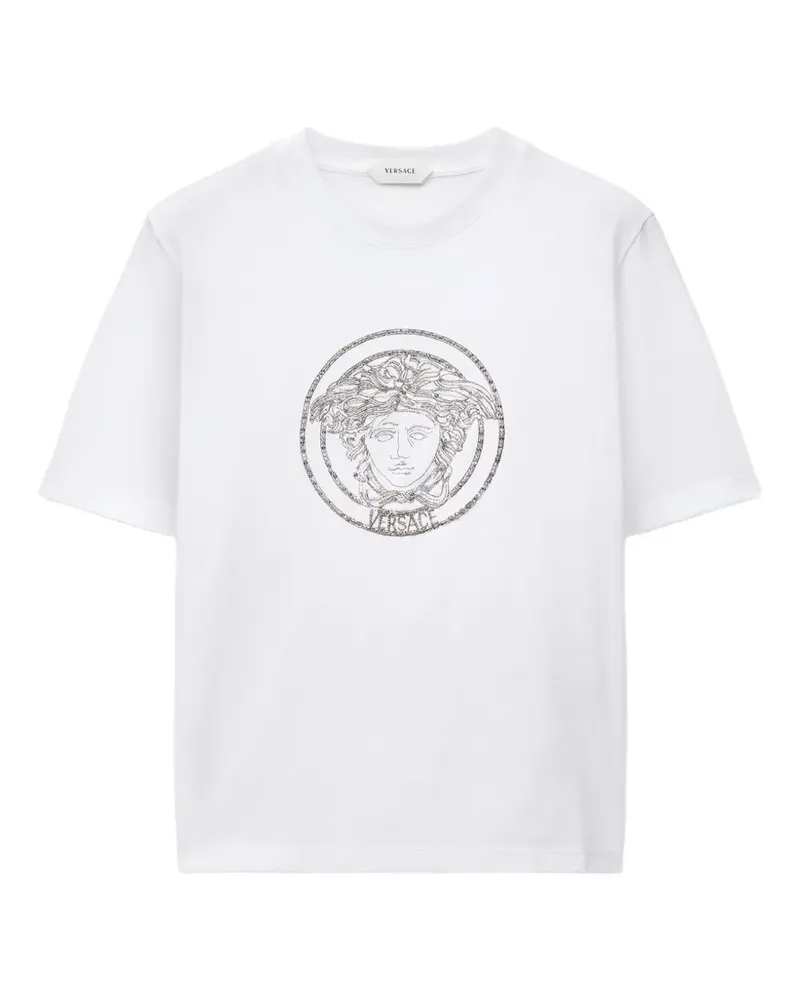 Versace T-Shirt mit Logo-Stickerei - Weiß Weiß