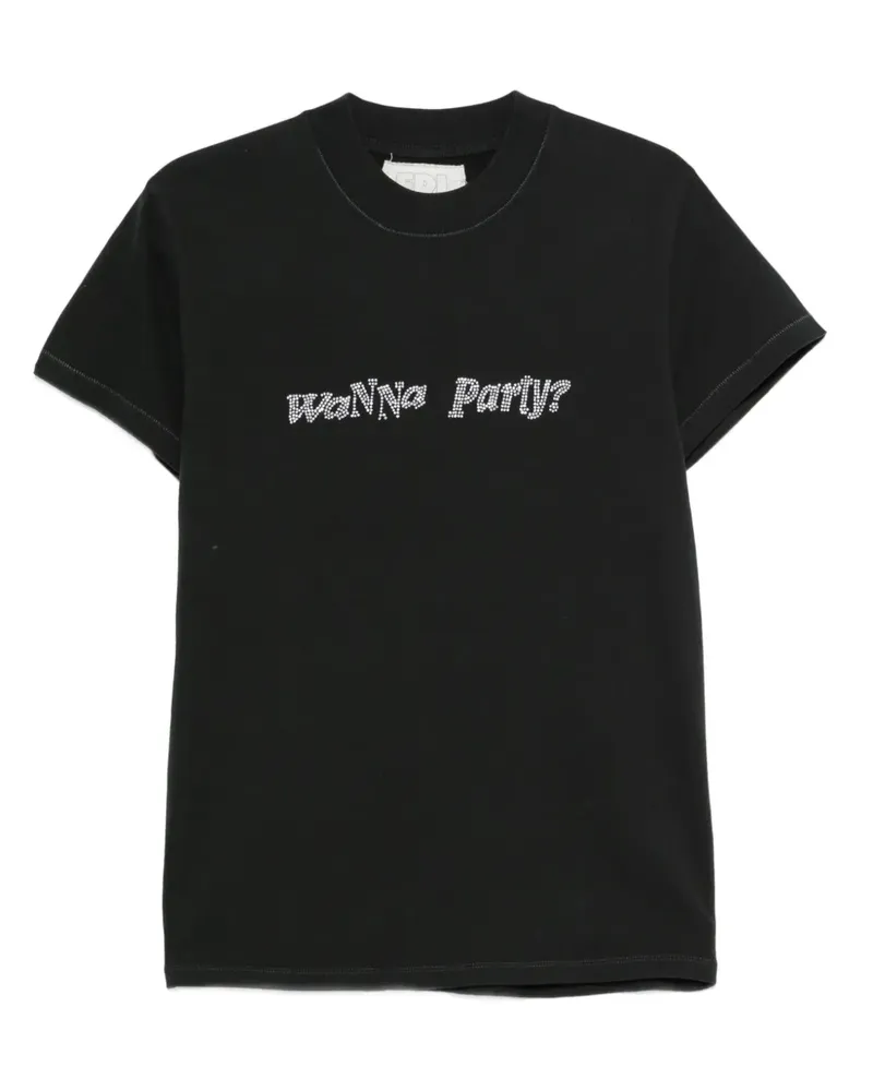 ERL T-Shirt mit Kristallen - Schwarz Schwarz