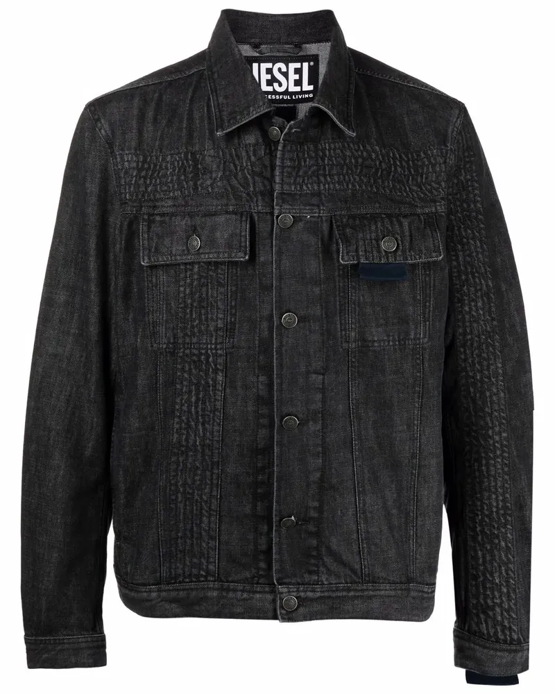 Diesel Gesteppte Jeansjacke - Schwarz Schwarz