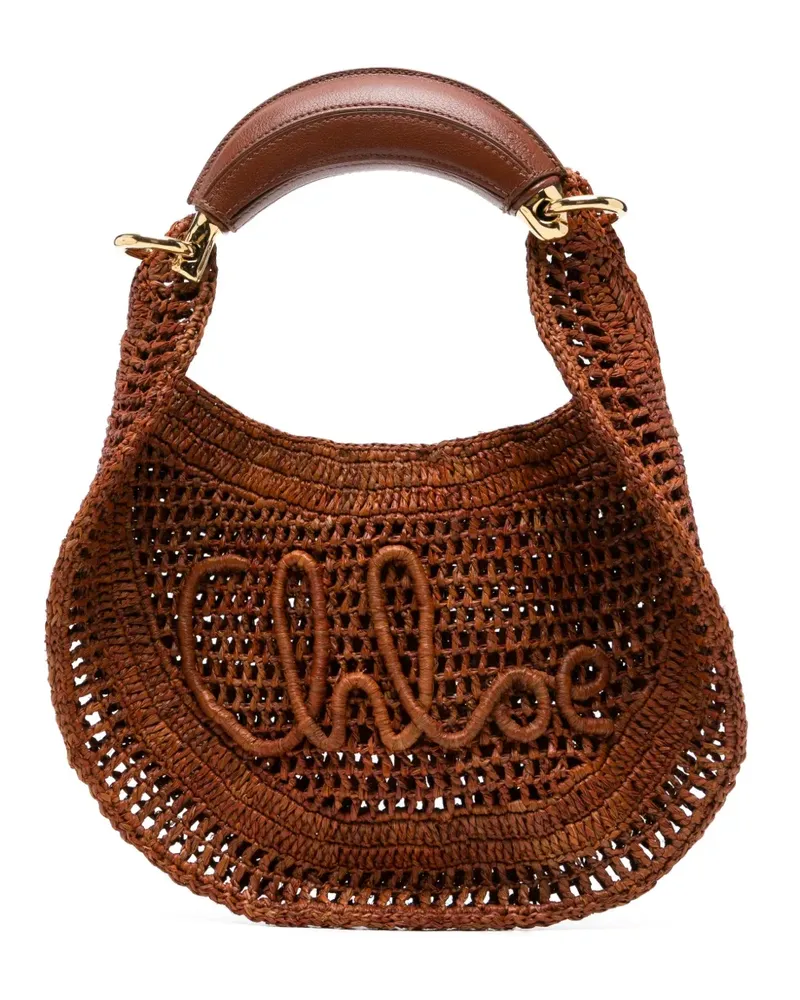 Chloé Summer Banana Tote Bag aus Raffiabast mit Henkel - Braun Braun