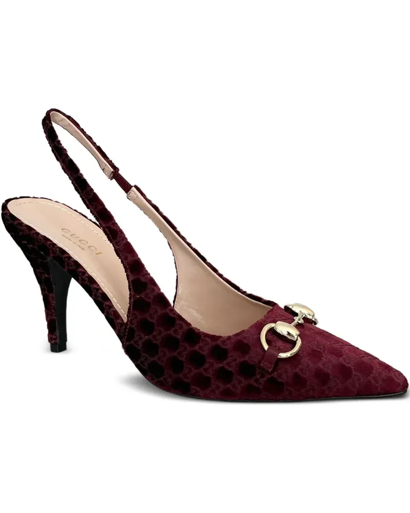 Gucci horsebit patterned slingback pumps - Rot Rot
