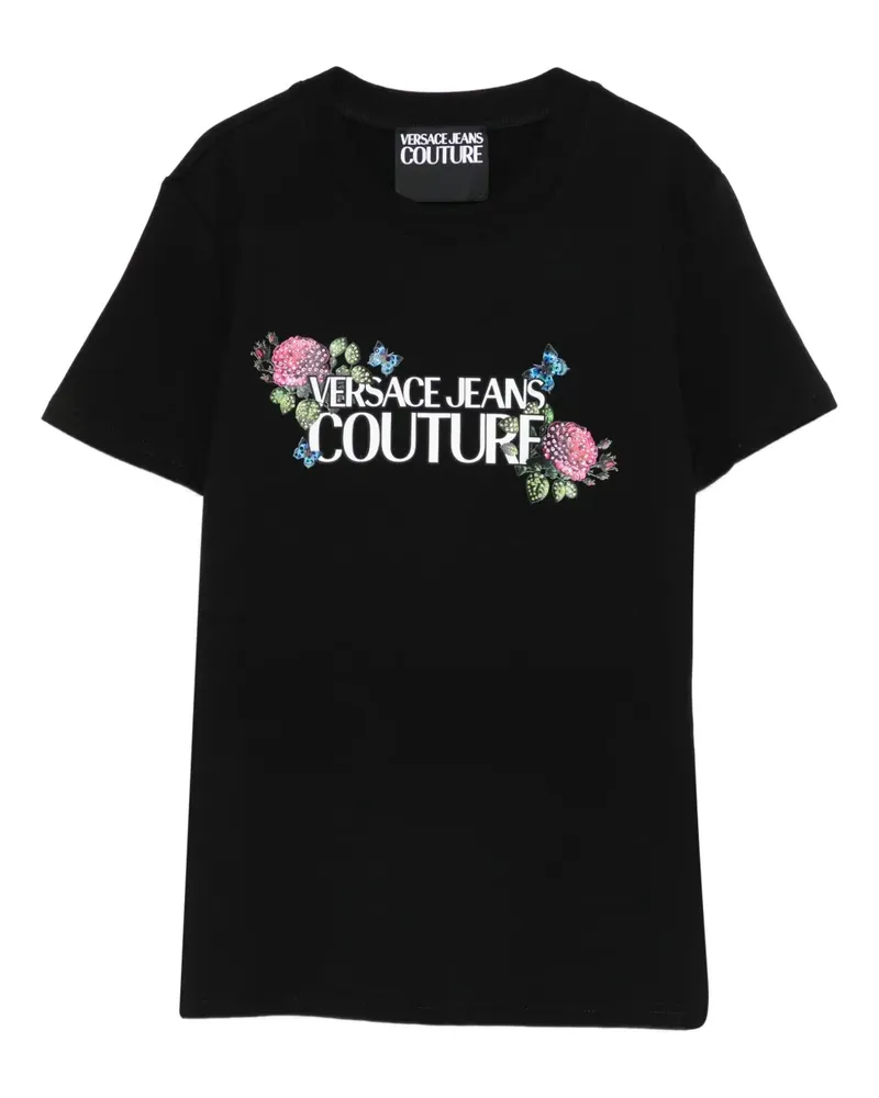 Versace Jeans floral-embellishment T-shirt - Schwarz Schwarz