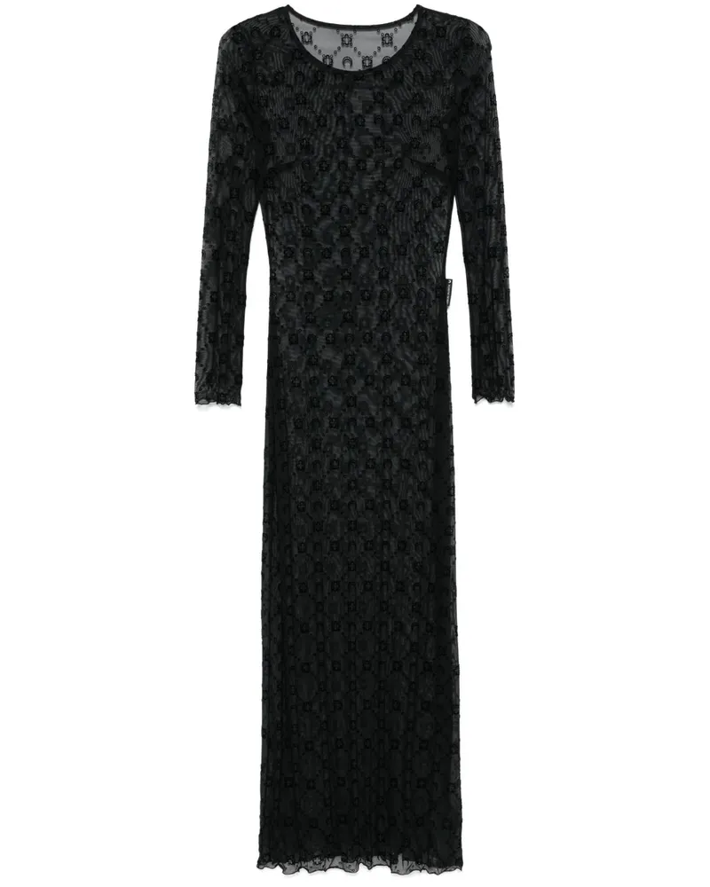 Marine Serre Beflocktes Mesh-Maxikleid - Schwarz Schwarz