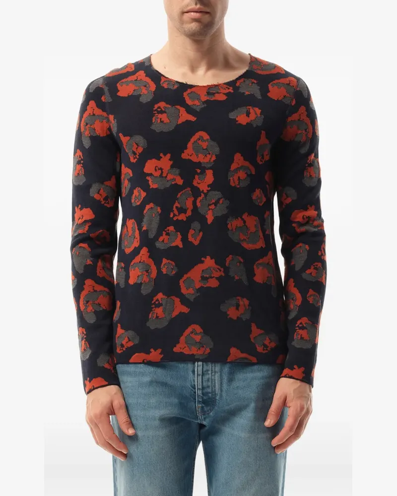 Lanvin leopard jacquard raw-edge sweater - Blau Blau