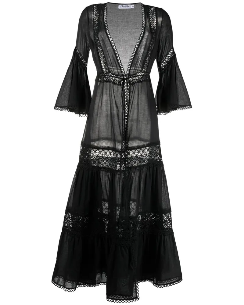 Charo Ruiz Kleid mit Blumenstickerei - Schwarz Schwarz