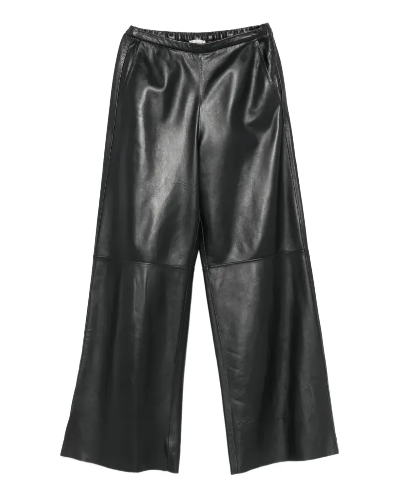 forte_forte Lederhose mit weitem Bein - Schwarz Schwarz
