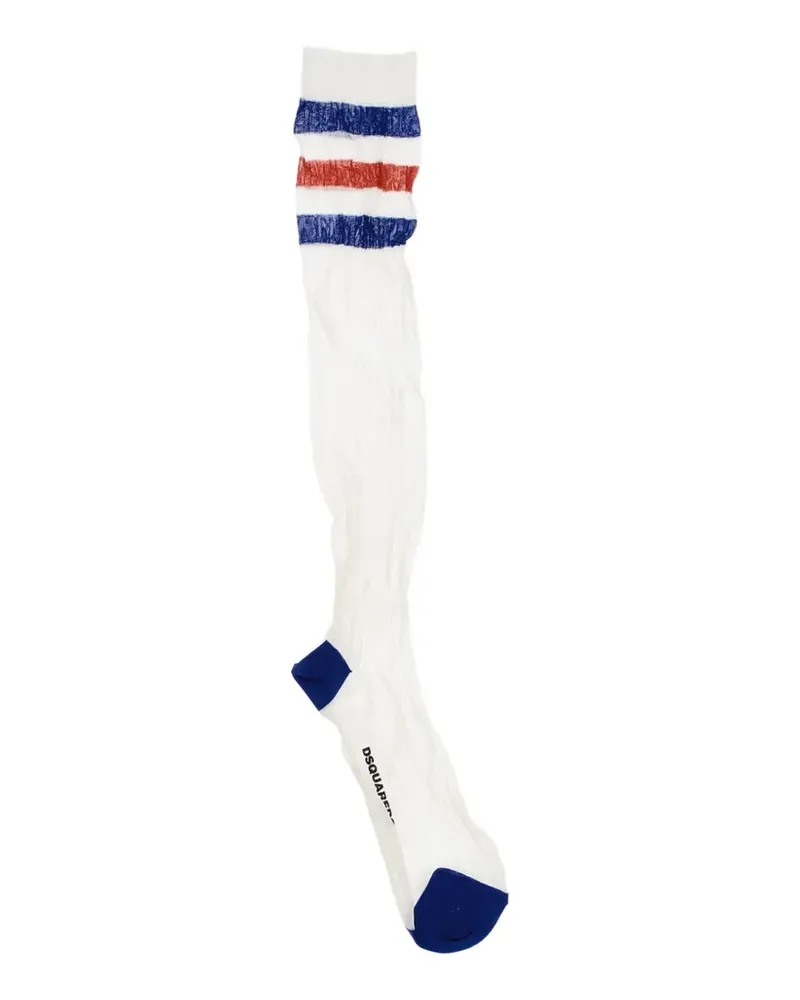 Dsquared2 stripe-detail logo-print socks - Weiß Weiß