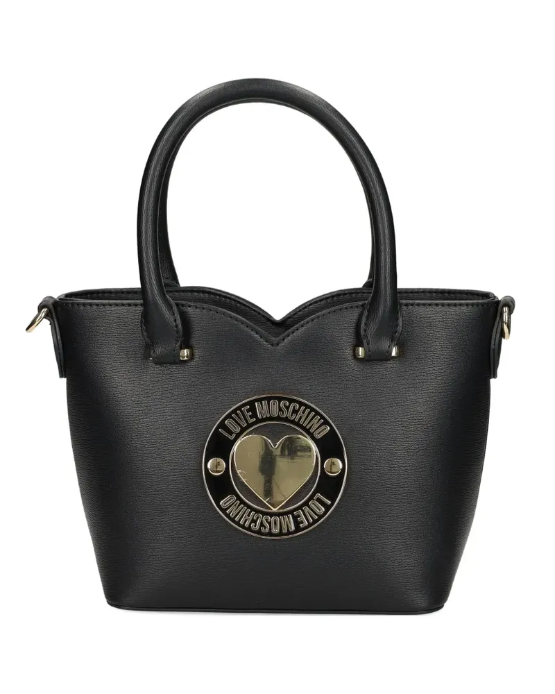 Moschino Handtasche mit Herzschild - Schwarz Schwarz