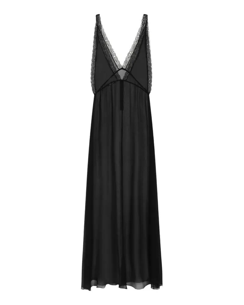 Dolce & Gabbana V-Ausschnitt-Maxikleid mit Spitze - Schwarz Schwarz