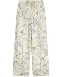 Dries van Noten Palazzohose mit Blumen-Print Blau