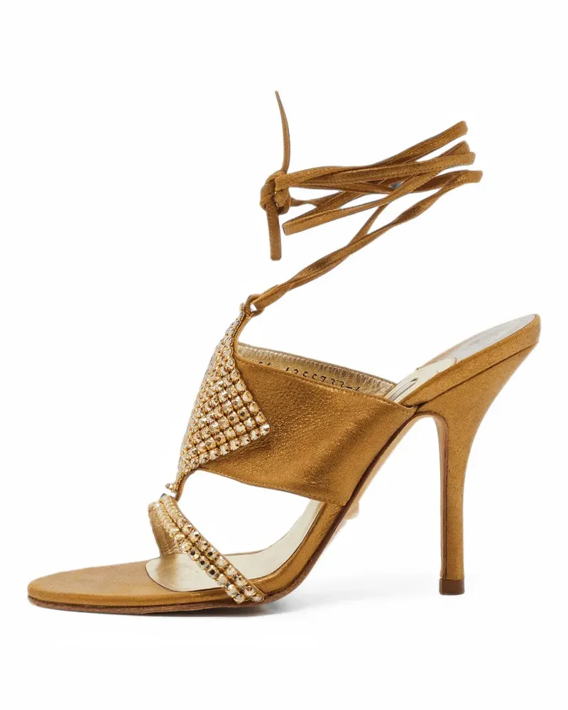 Gina crystal-embellished ankle-tie sandals - Gold Gold