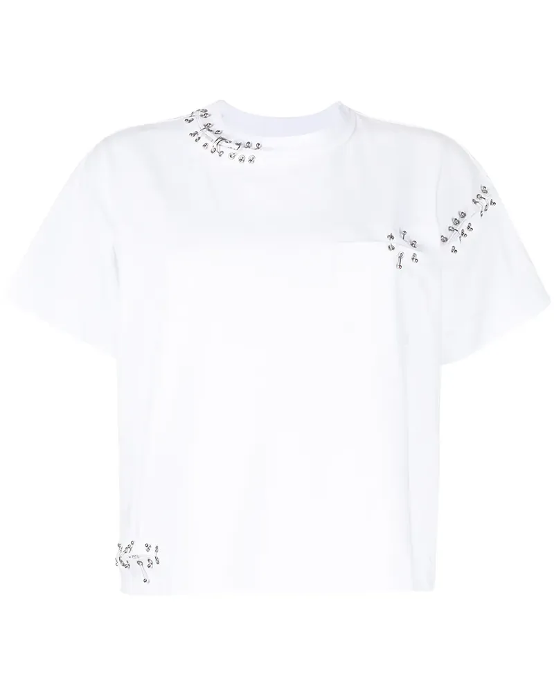 Sacai T-Shirt mit Piercing - Weiß Weiß