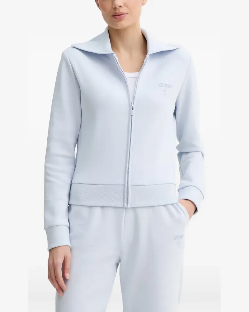Guess logo-embroidered zip-up sweatshirt - Blau Blau