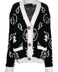 Philipp Plein Jacquard-Cardigan mit Logo Schwarz