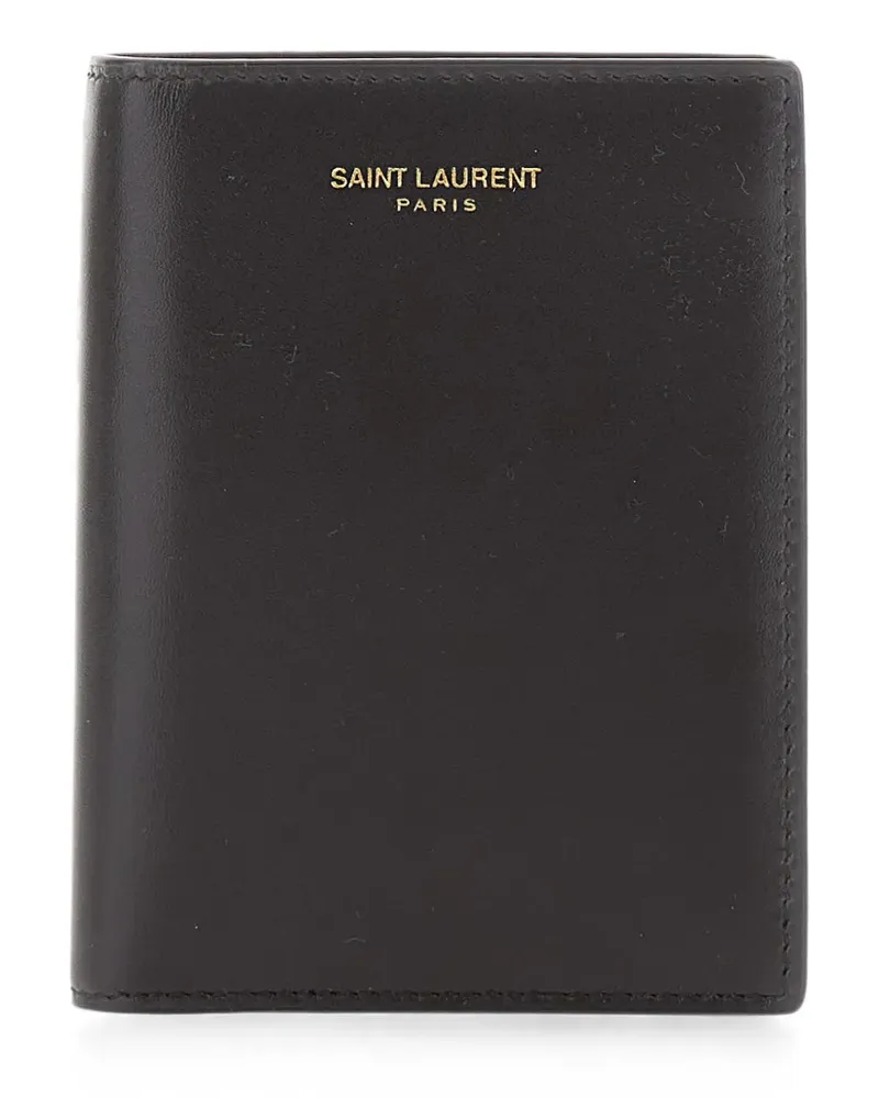 Saint Laurent Kreditkarten-Portemonnaie aus zweifarbigem Glattleder - Braun Braun