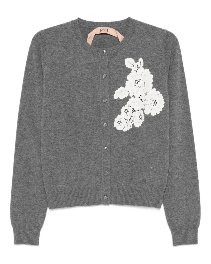 N° 21 Cardigan aus floraler Spitze - Grau Grau