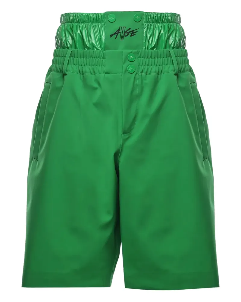 Moncler High-Waist-Shorts mit Logo-Print - Grün Grün