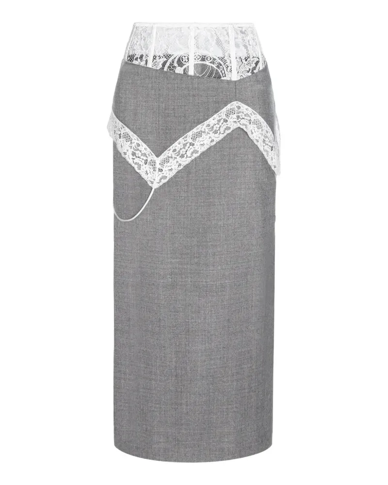 Seen Users Trousseau lace-trim midi skirt - Grau Grau