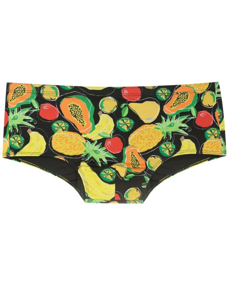 Amir Slama Badehose mit Früchte-Print Schwarz
