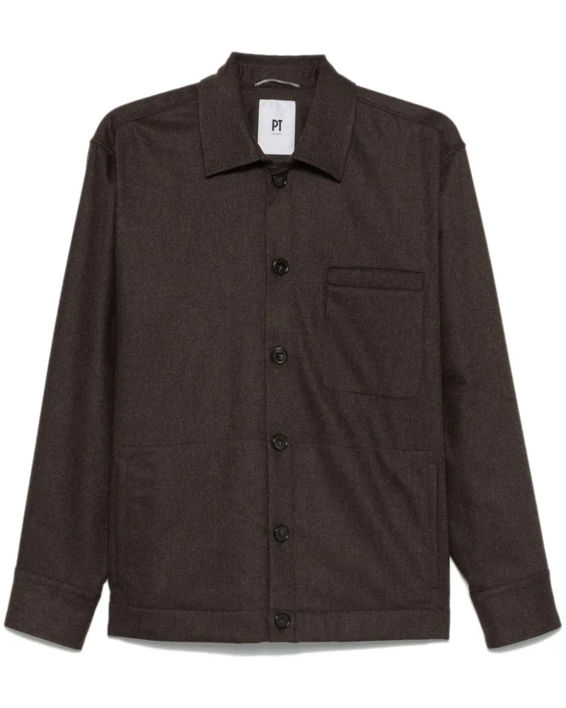 PT TORINO Hemdjacke mit klassischem Kragen - Braun Braun