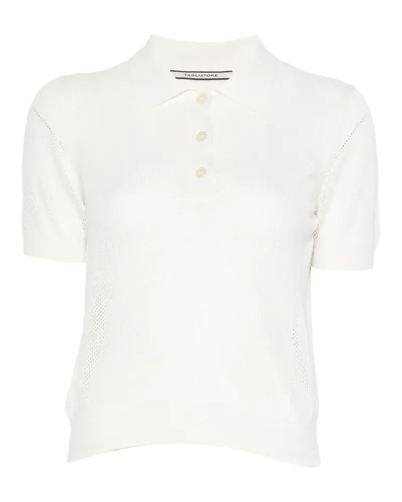 Tagliatore Fabrizia mesh-knit polo top - Weiß Weiß