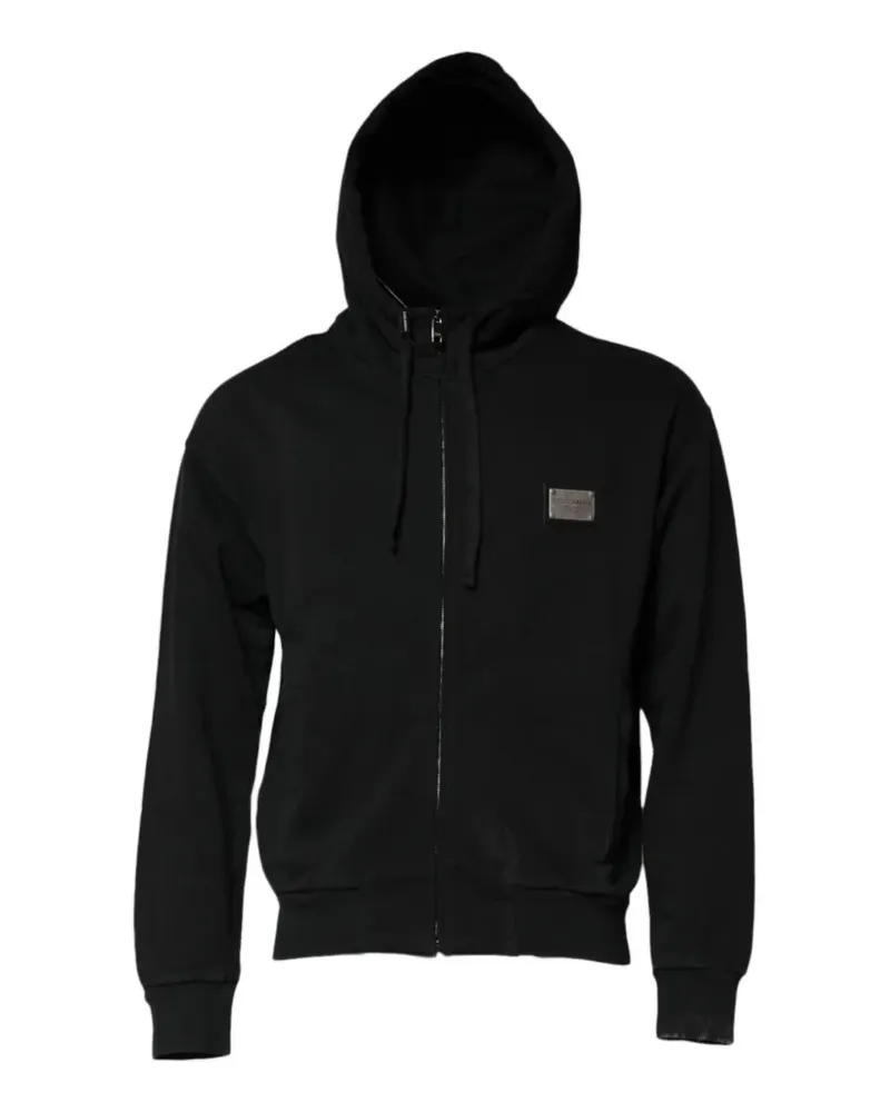 Dolce & Gabbana Kapuzenjacke mit Logo-Schild - Schwarz Schwarz