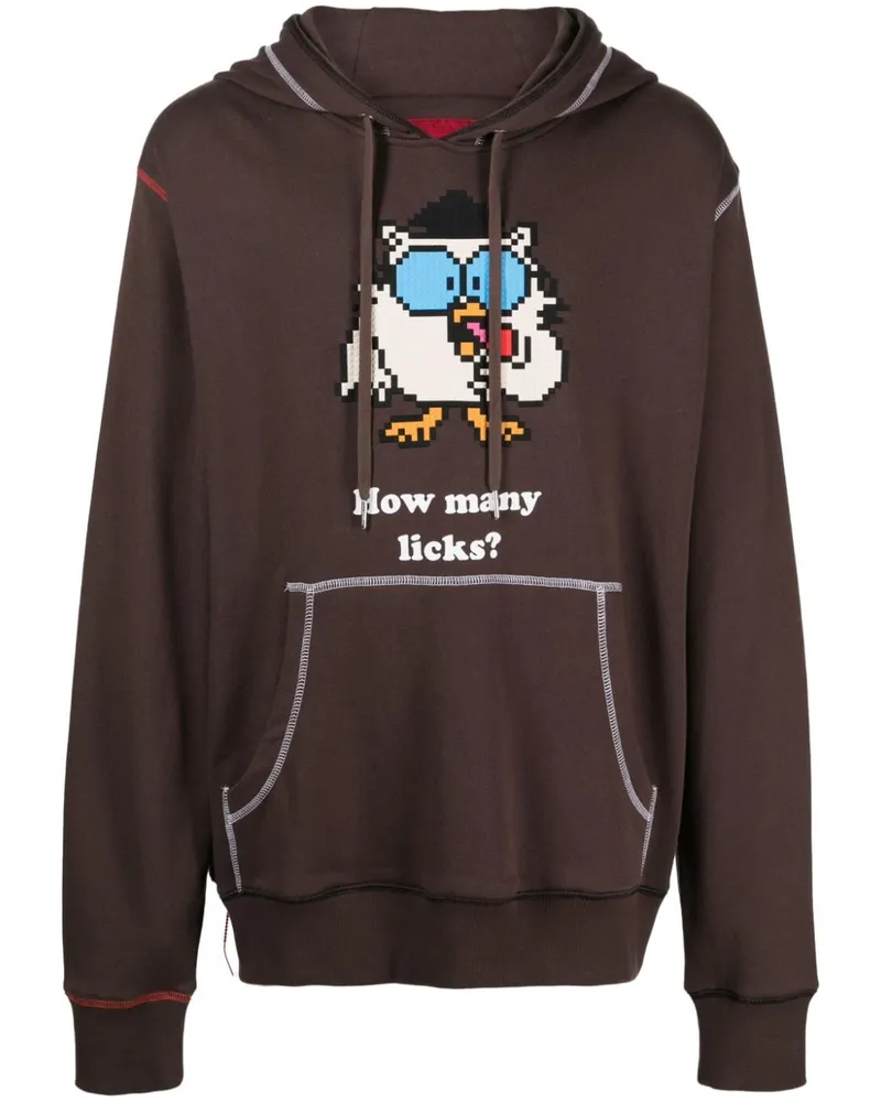 Mostly Heard Rarely Seen Hoodie mit How Many Licks-Print Braun