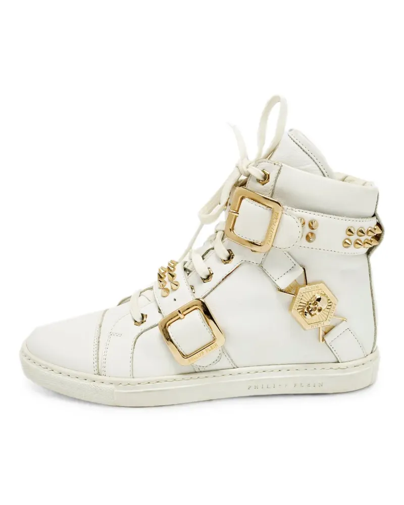 Philipp Plein leather studded high-top sneakers - Weiß Weiß